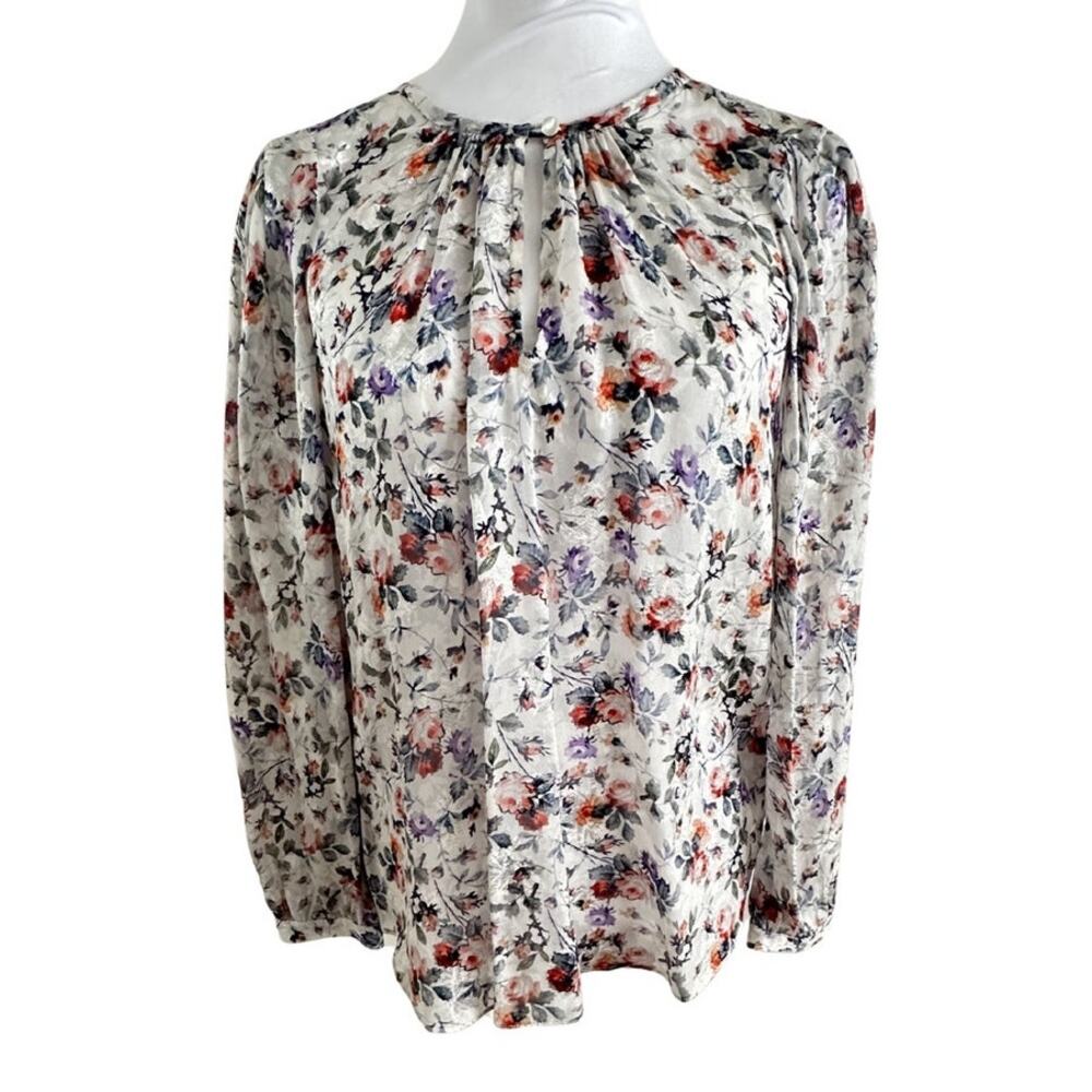 Rebecca Taylor Long Sleeve Ruby Floral Light Weight Top NWT I 4